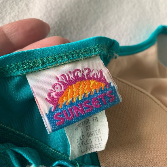 Vintage Sunsets Teal Underwire Bikini Bra Top - Picture 6 of 14